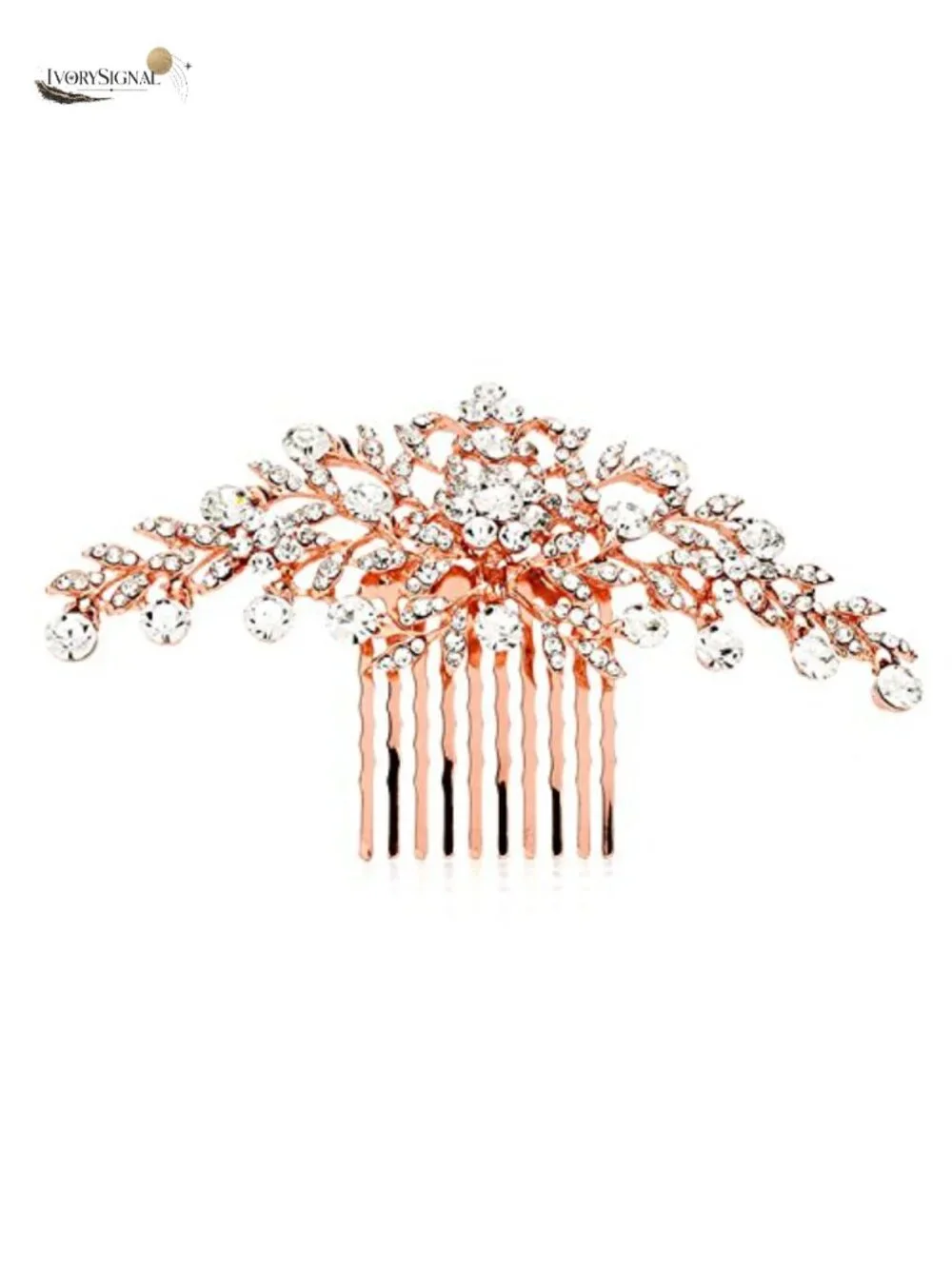 Rose Gold Crystal Vine Bridal Hair Comb Wedding Prom Hair Jewelry